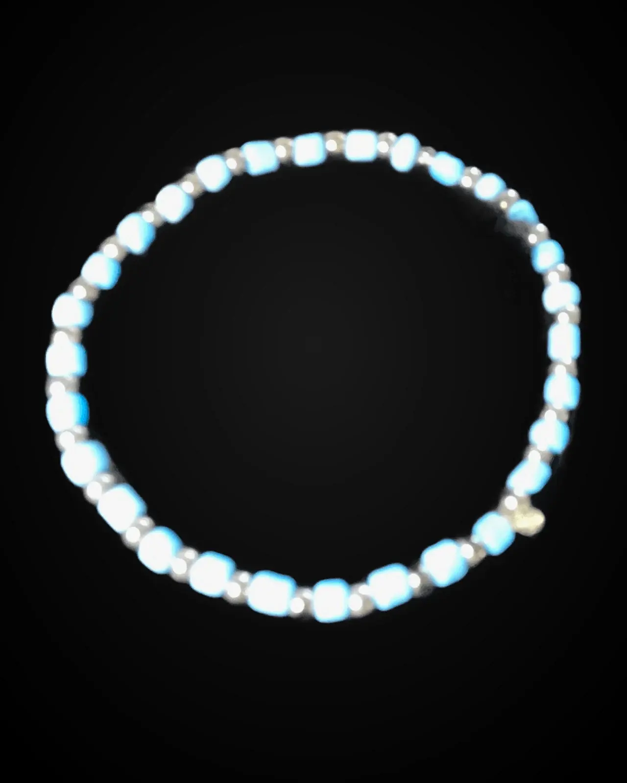 Sky Seed — Sky-blue seed beads & silver accents