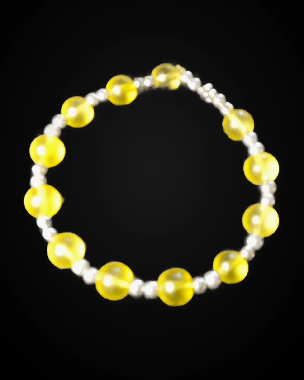 Sun Strand — Yellow cat’s-eye beads & silver spacers